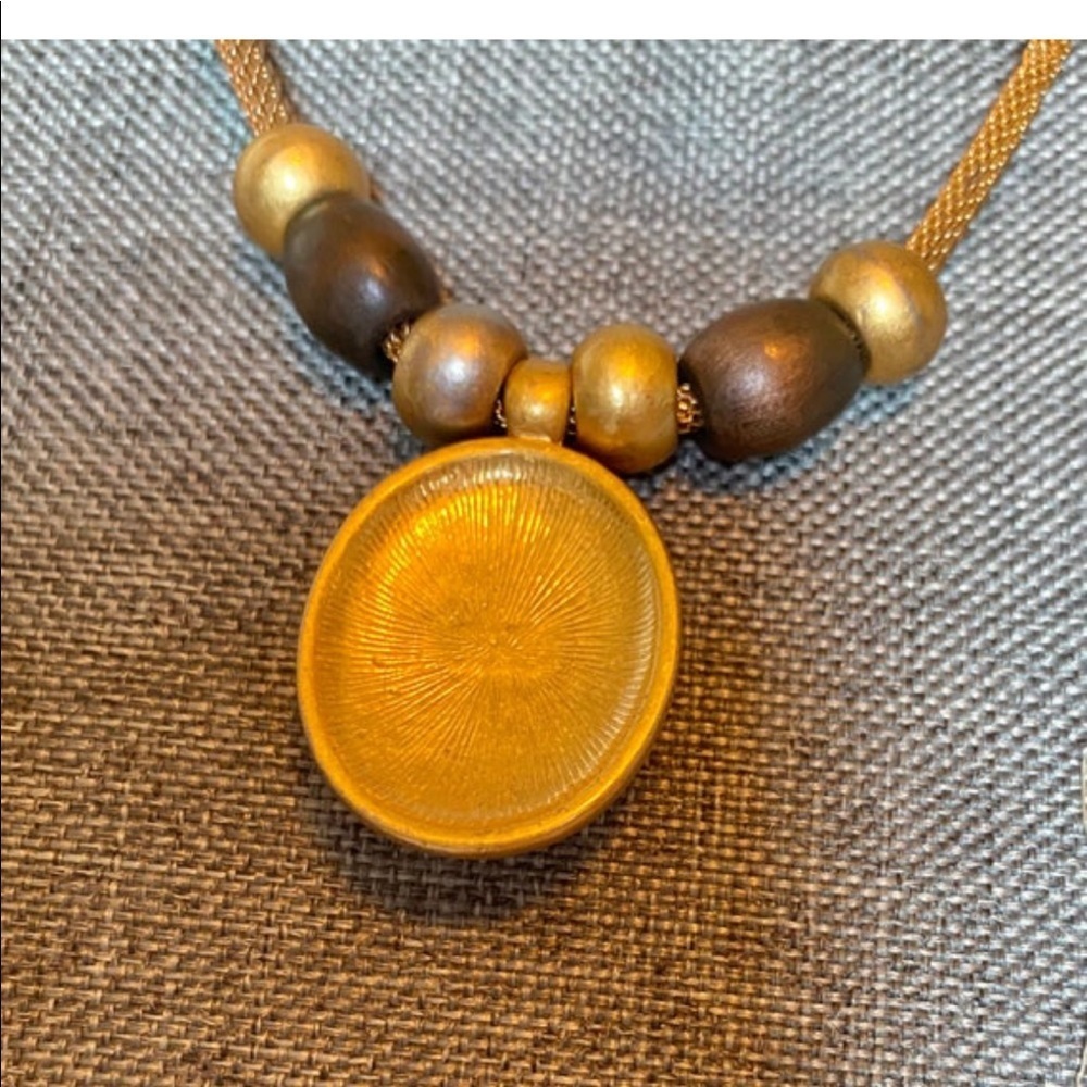 Vintage 80s Jewelry Set | Gold-tone & Copper Pendant + Earrings|Boho| Streetwear - Picture 5 of 5